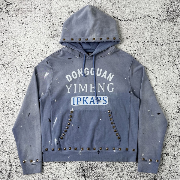 Custom Hoodie — Studded Pullover, Paint-Splatter Fleece