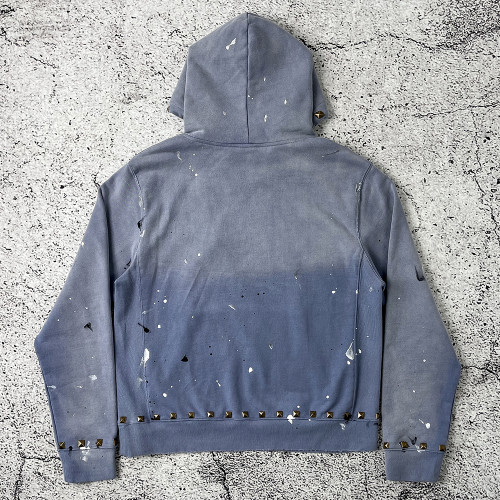 Custom Hoodie Manufacturer — Studded Pullover, Paint-Splatter Fleece
