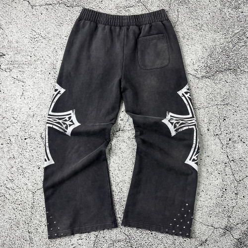 Custom Wide Leg Sweatpants | Gothic Cross Streetwear – OEM Pants Manufacturer