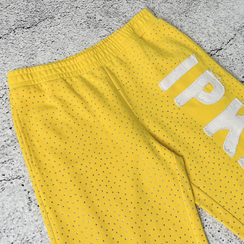 Custom Rhinestone Sweatpants | Yellow Zip Track Pants – OEM Manufacturer
