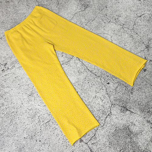 Custom Rhinestone Sweatpants | Yellow Zip Track Pants – OEM Manufacturer