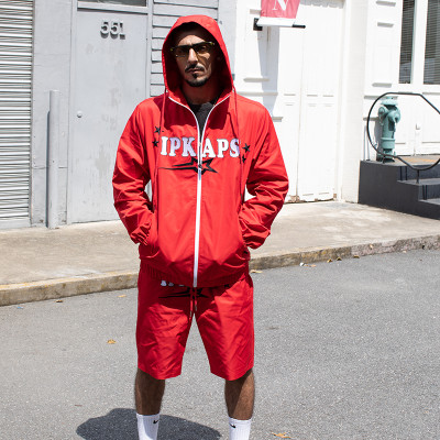 Custom Sports Tracksuits Set, Lightweight Hooded Jacket and Shorts