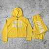 Custom Yellow Rhinestone Tracksuit Set Manufacturer for Private Label