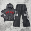 Custom Gothic Cross Hoodie Set | Tracksuit Set Manufacturer