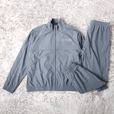 Custom tracksuit set manufacturer grey men woven warmup suit Keywords