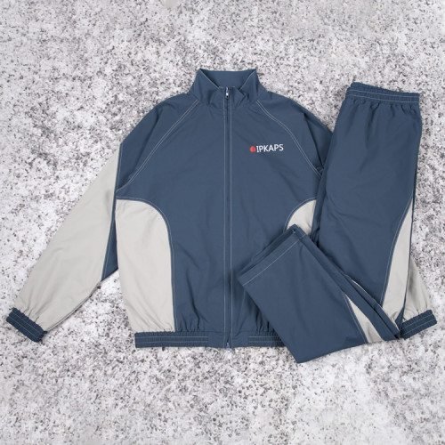 Custom tracksuit set manufacturer for mens contrast panel suit