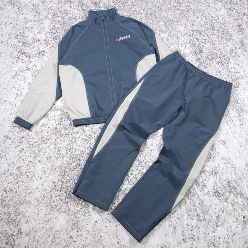Custom tracksuit set manufacturer for mens contrast panel suit