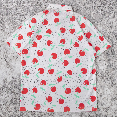 Custom Hawaiian T Shirts | Allover Cherry Print Shirt OEM Manufacturer
