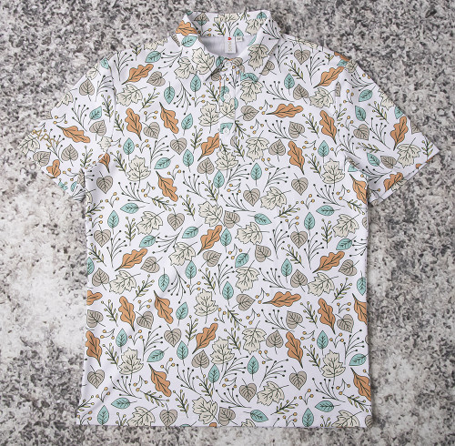 Custom Printed Polo T Shirts | Leaf Allover – Private Label Supplier
