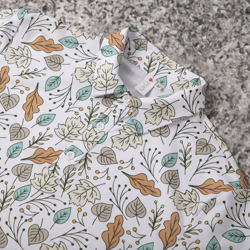 Custom Printed Polo T Shirts | Leaf Allover – Private Label Supplier