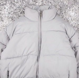custom light grey puffer jacket | OEM winter outerwear manufacturer