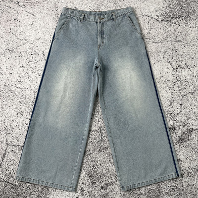 Custom denim jeans manufacturer - wide leg light wash jeans