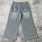 Custom denim jeans manufacturer - wide leg light wash jeans