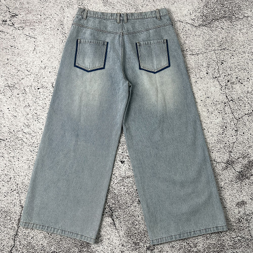 Custom denim jeans manufacturer - wide leg light wash jeans