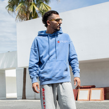 Custom Washed Hoodie | Blue Fleece Pullover OEM Supplier-Streetwear