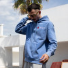 Custom Washed Hoodie | Blue Fleece Pullover OEM Supplier-Streetwear