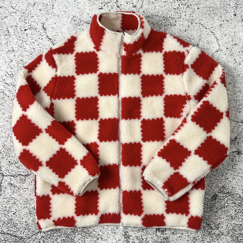 Custom Sherpa Fleece Jacket Checkerboard OEM Manufacturer
