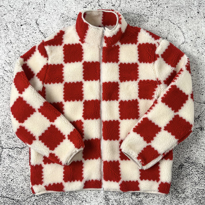 Custom Sherpa Fleece Jacket Checkerboard OEM Manufacturer