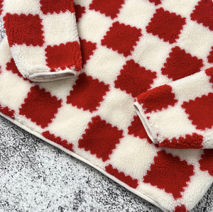 Custom Sherpa Fleece Jacket Checkerboard OEM Manufacturer