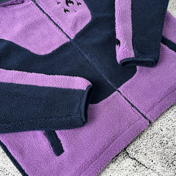 Custom sherpa hoodie manufacturer color block fleece jacket