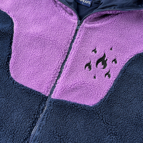 Custom sherpa hoodie manufacturer color block fleece jacket