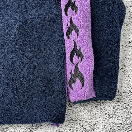 Custom sherpa hoodie manufacturer color block fleece jacket