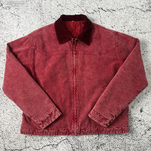 Custom Washed Denim Work Jacket OEM Vintage Denim Jacket Factory