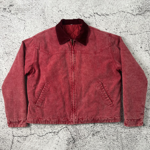 Custom Washed Denim Work Jacket OEM Vintage Denim Jacket Factory