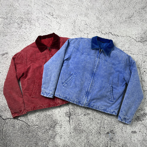 Custom Work Jackets | Washed Canvas Zip-Up - Denim Jacket Manufacturer