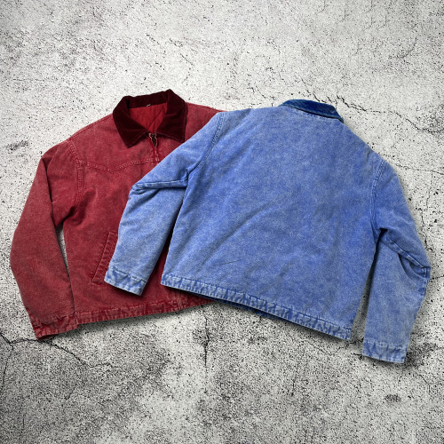 Custom Work Jackets | Washed Canvas Zip-Up - Denim Jacket Manufacturer