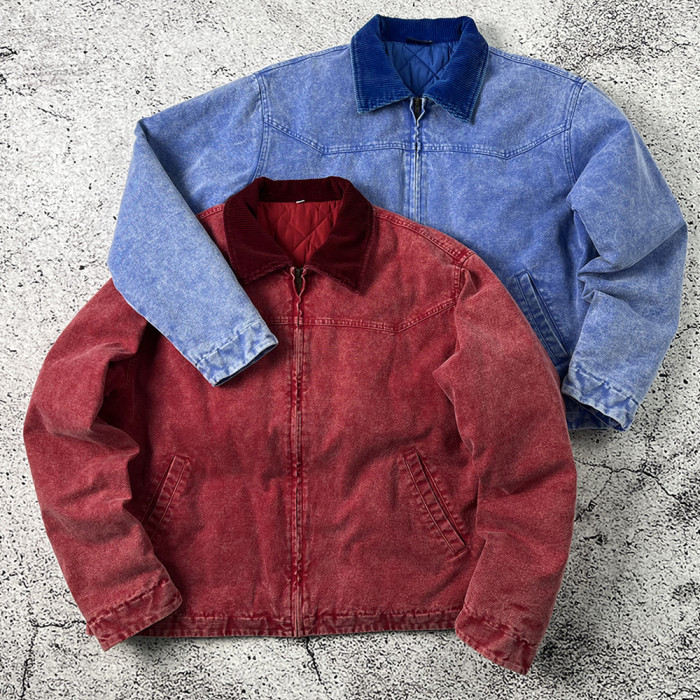 Custom Work Jackets | Washed Canvas Zip-Up - Denim Jacket Manufacturer