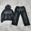 Custom Tracksuit Manufacturers Flame Fleece Hoodie Set for Streetwear