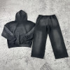 Custom Tracksuit Manufacturers Flame Fleece Hoodie Set for Streetwear