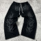Black flame custom wide leg sweatpants for streetwear brands