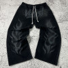 Black flame custom wide leg sweatpants for streetwear brands