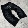 Black flame custom wide leg sweatpants for streetwear brands