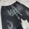 Black flame custom wide leg sweatpants for streetwear brands