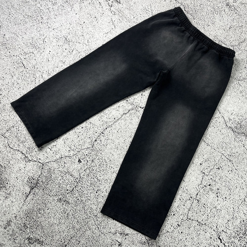 Black flame custom wide leg sweatpants for streetwear brands