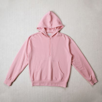 Custom fleece hoodie manufacturer pastel pink quarter zip pullover