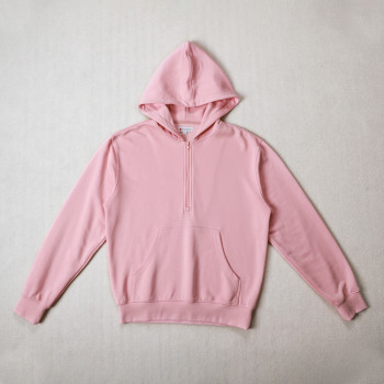 Custom fleece hoodie manufacturer pastel pink quarter zip pullover