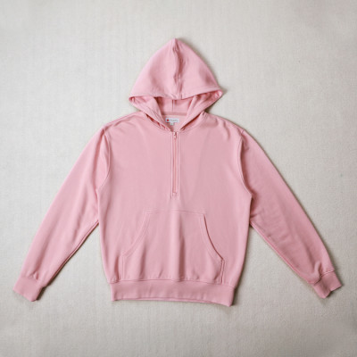 Custom fleece hoodie manufacturer pastel pink quarter zip pullover