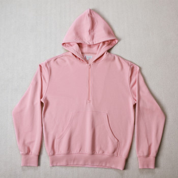 Custom fleece hoodie manufacturer pastel pink quarter zip pullover