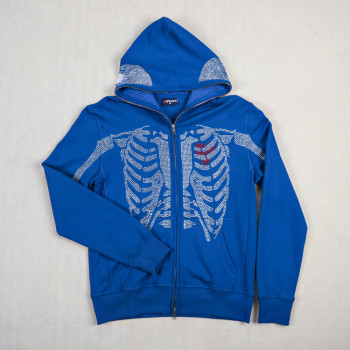 Custom Zip Up Hoodies with Skeleton Rhinestone Artwork OEM