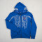 Custom Zip Up Hoodies with Skeleton Rhinestone Artwork OEM