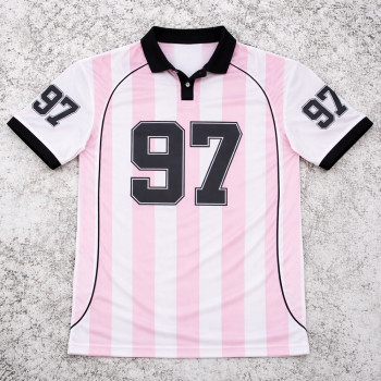 Custom Soccer T-shirts | Pink Stripe Jersey OEM Supplier