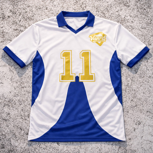 Custom Soccer T-Shirts | White Blue Jersey OEM Manufacturer