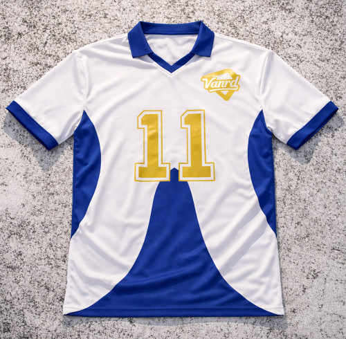 Custom Soccer T-Shirts | White Blue Jersey OEM Manufacturer