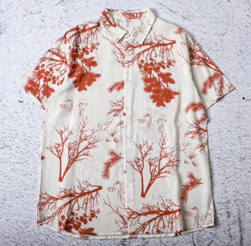Custom all over print t shirts short sleeve woven shirt