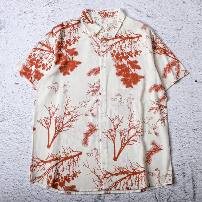 Custom all over print t shirts short sleeve woven shirt