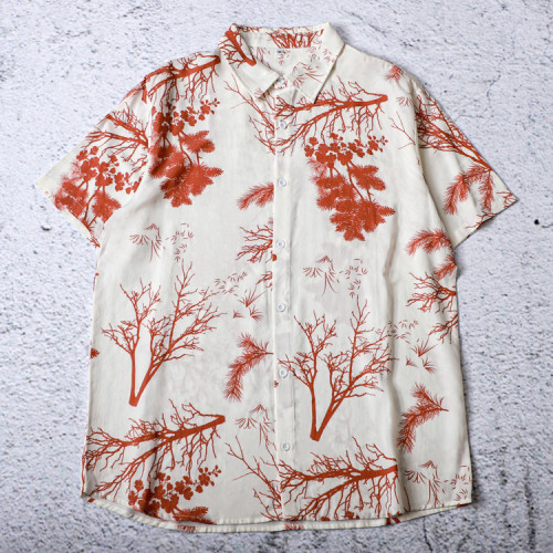 Custom all over print t shirts short sleeve woven shirt